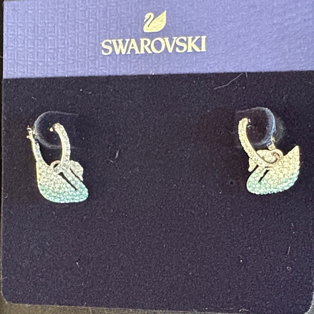 Swarovski Silver Crystal Swan Earrings